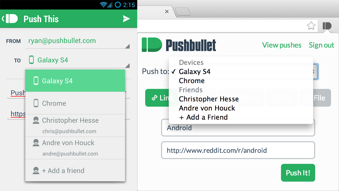 Application multi-devices Pushbullet