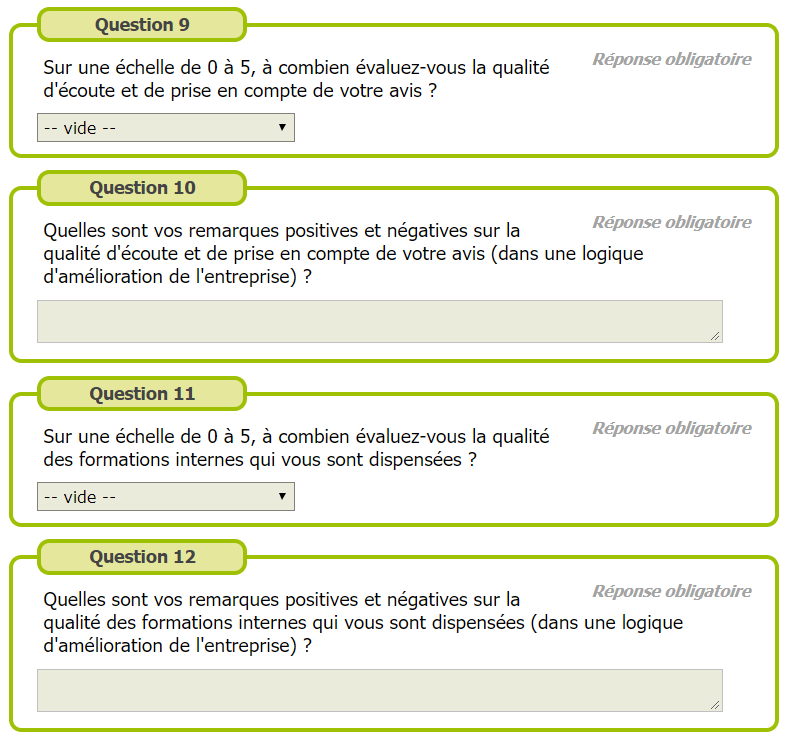 questionnaire satisfaction employés